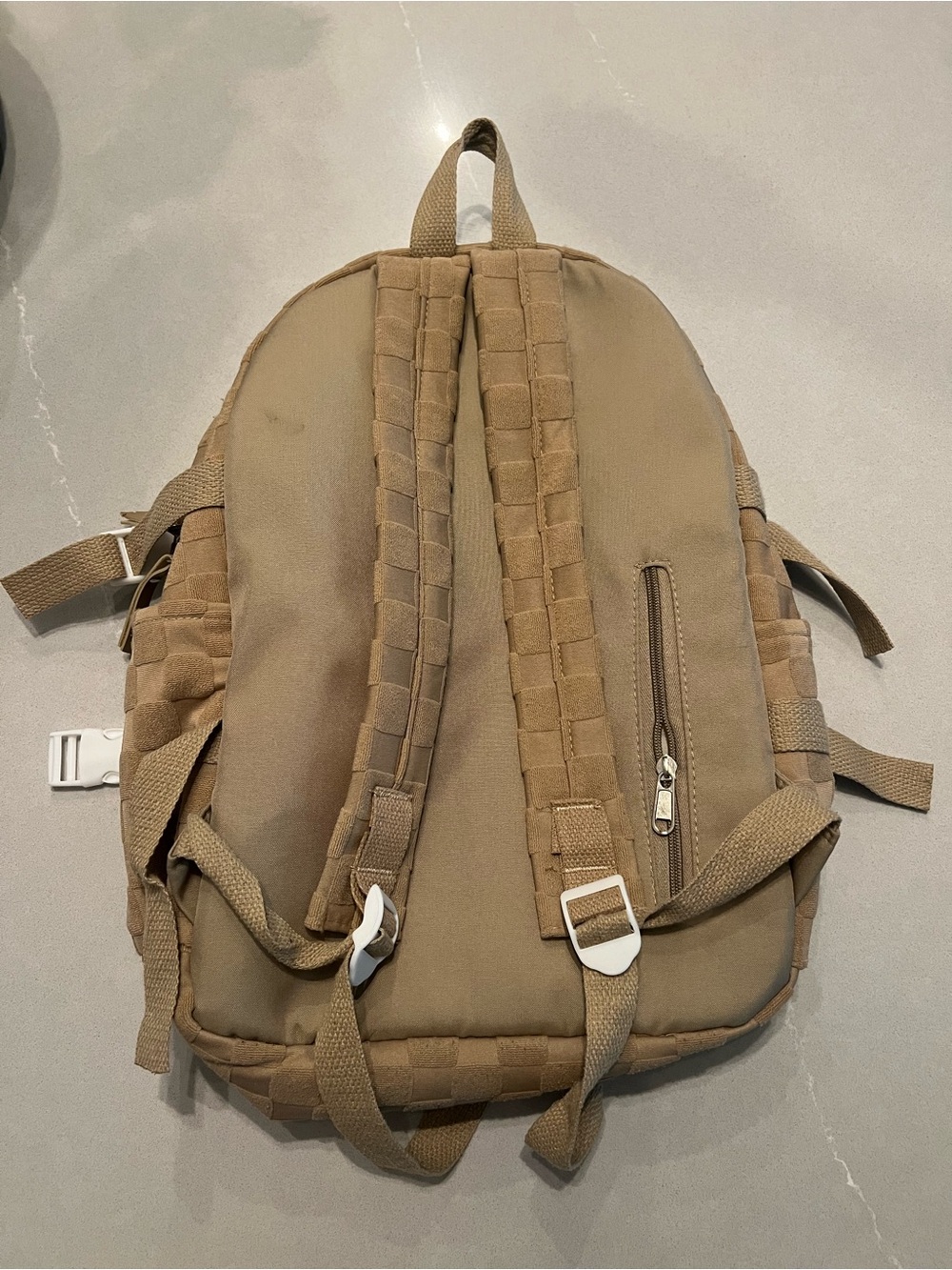 Neutral Tan Quilted Men's Backpack - Everyday Carry - Picture 3 of 7